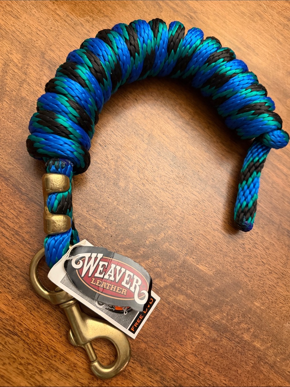 WEAVER 10 feet Leather Poly Lead Rope Solid Brass 225 Snap Length 10"